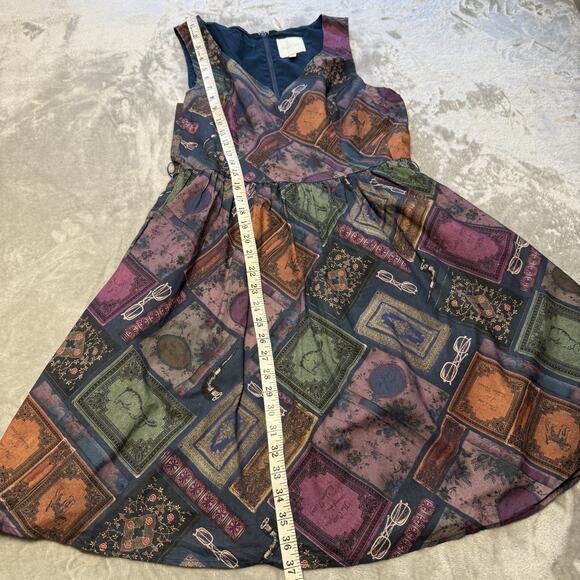 ModCloth Dress Womens L Geometric Cotton Back Zip Fit n Flare Lined - Picture 7 of 12